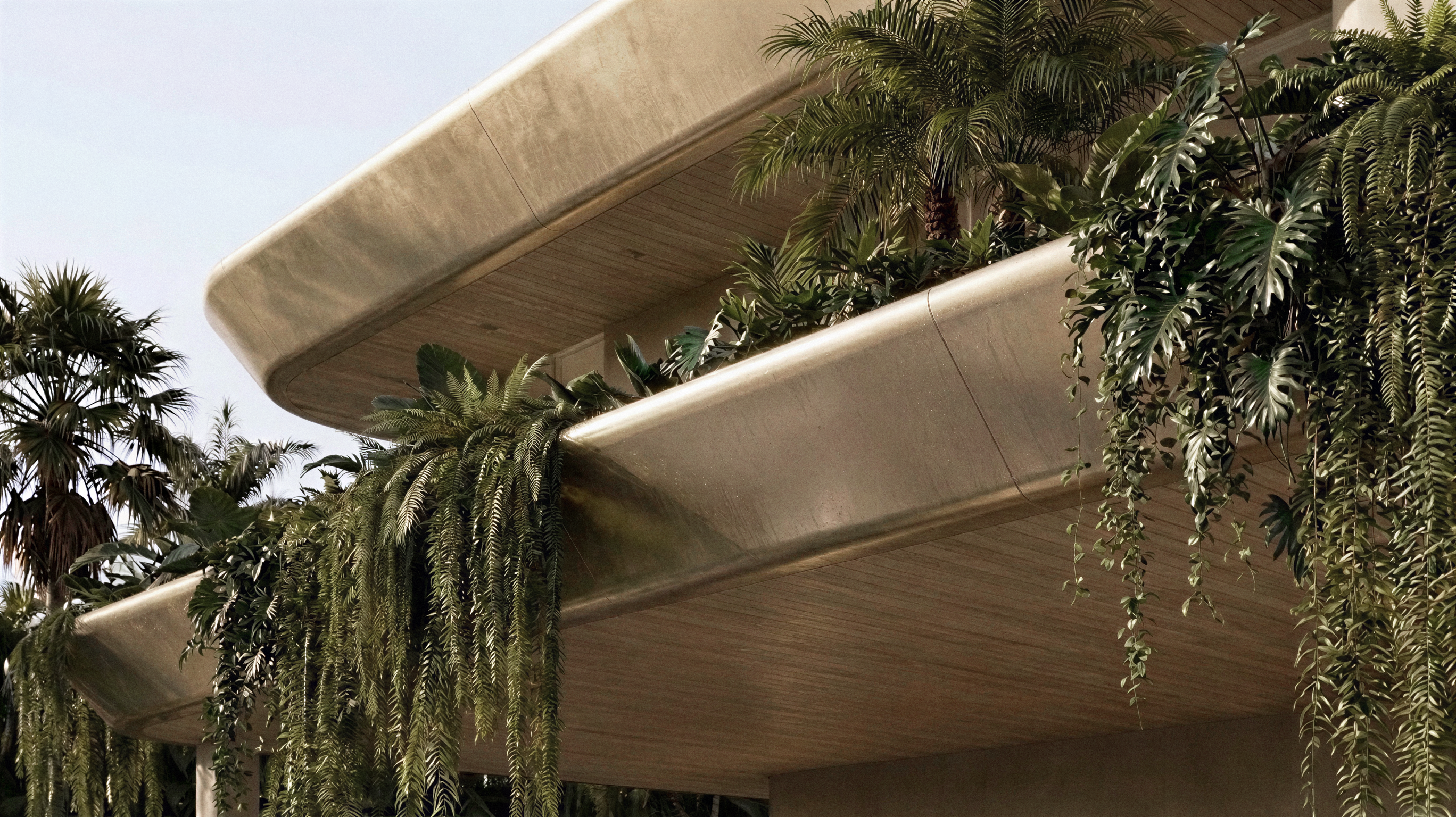 Cypress — cantilevered terraces in construction light
