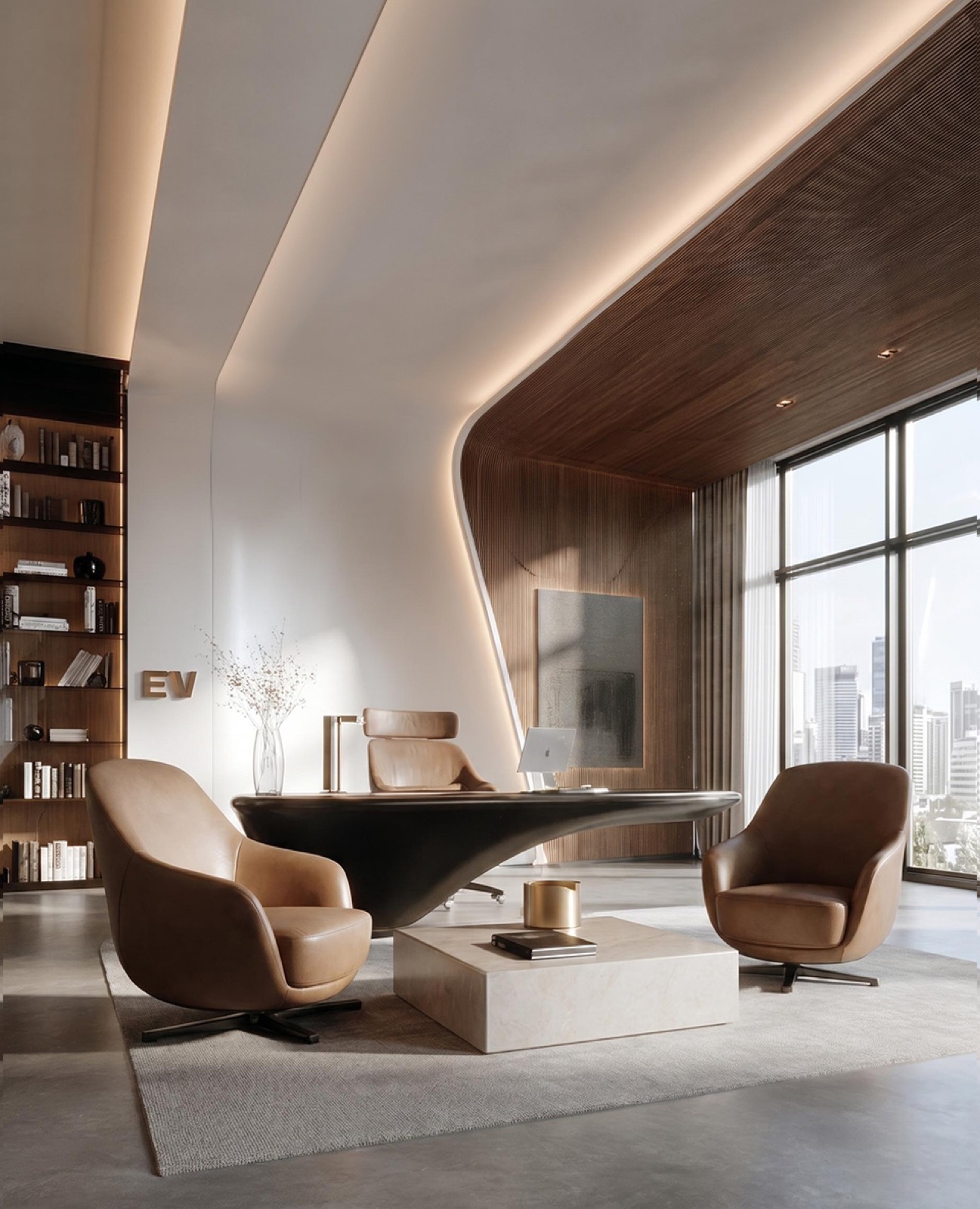 Terraces — the executive floor in walnut and light
