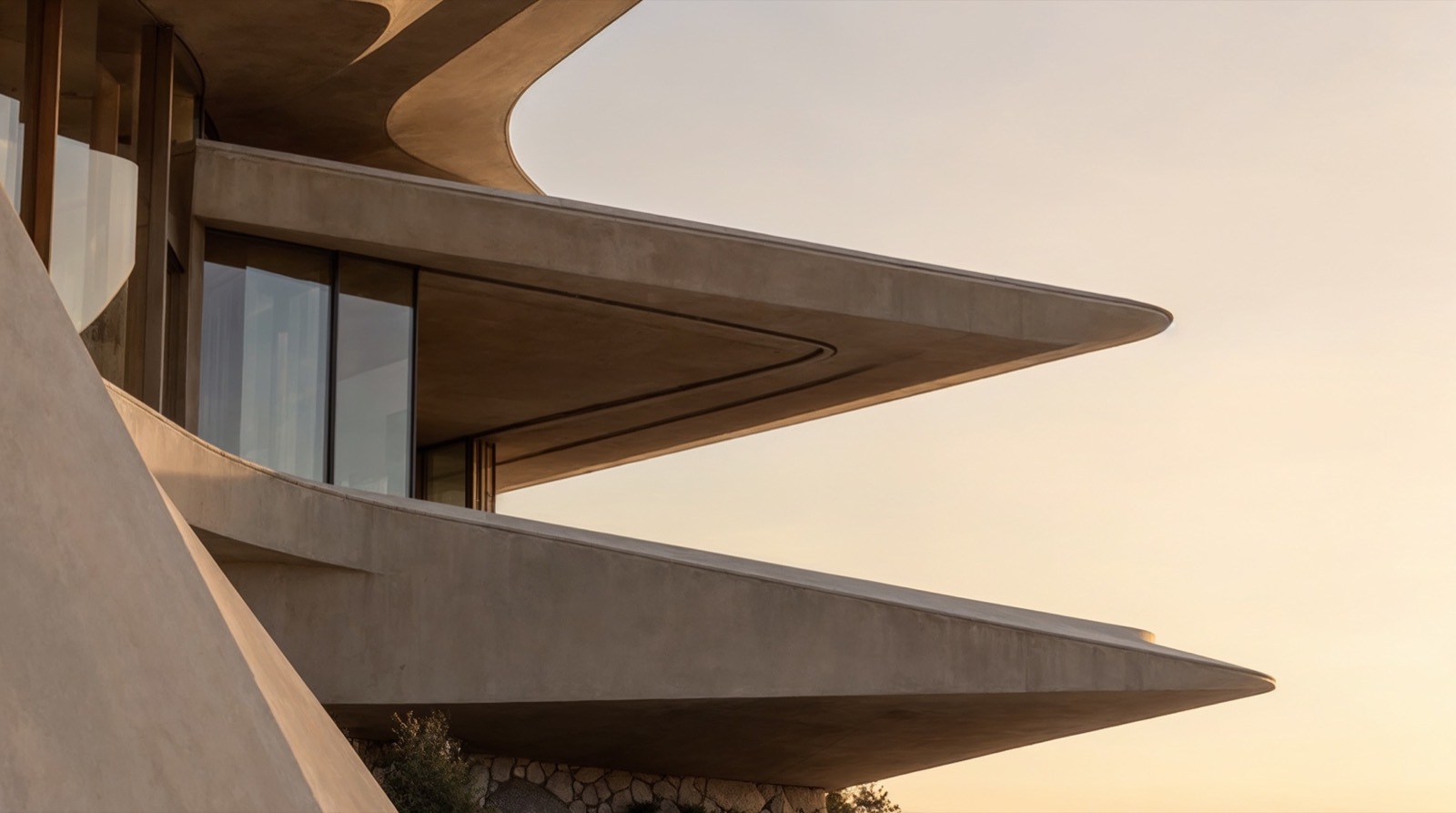 Cypress — the thin concrete edge of the wings at dusk