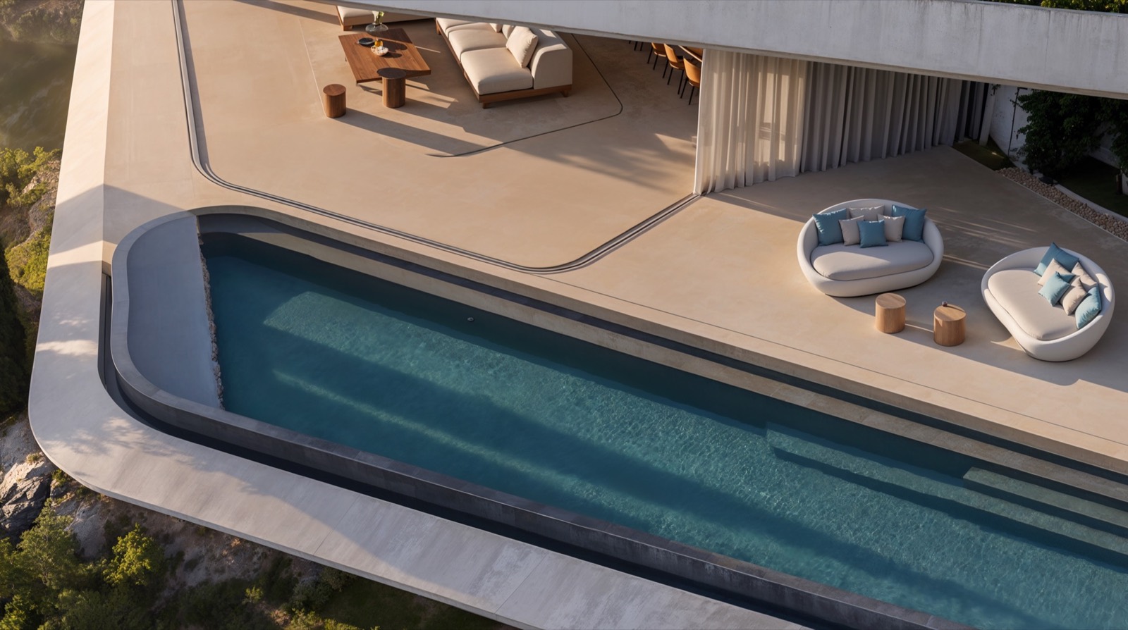 Cypress — pool running the length of the view