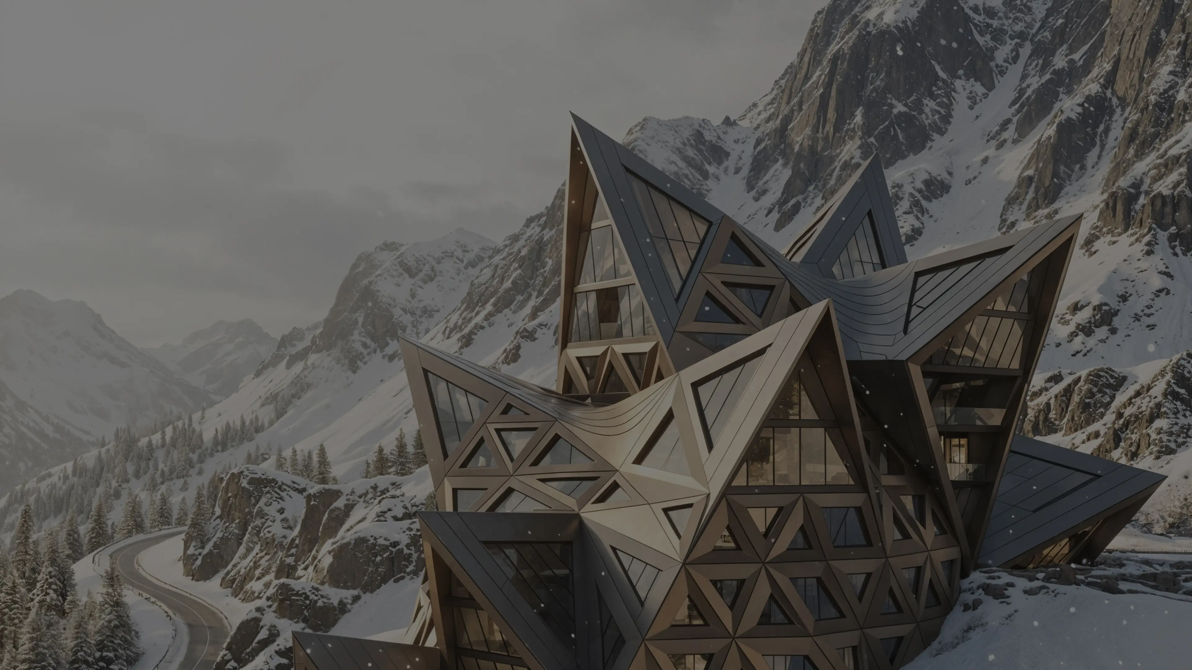 Glacier — hotel folded from triangles of bronze and glass