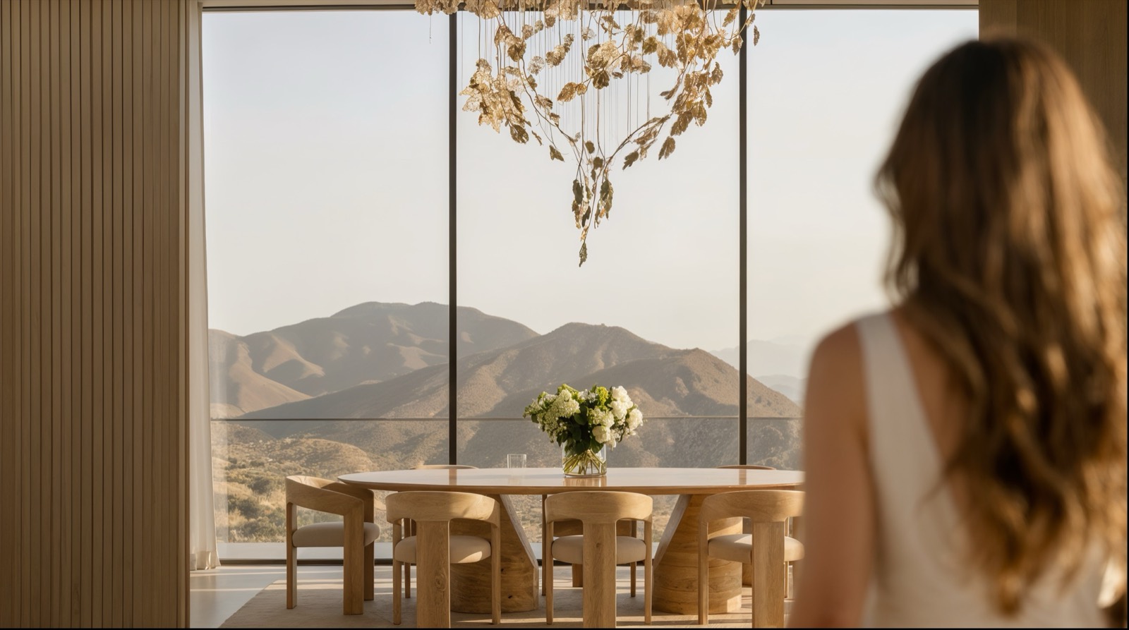 Lotus — chandelier of glass falling through the centre