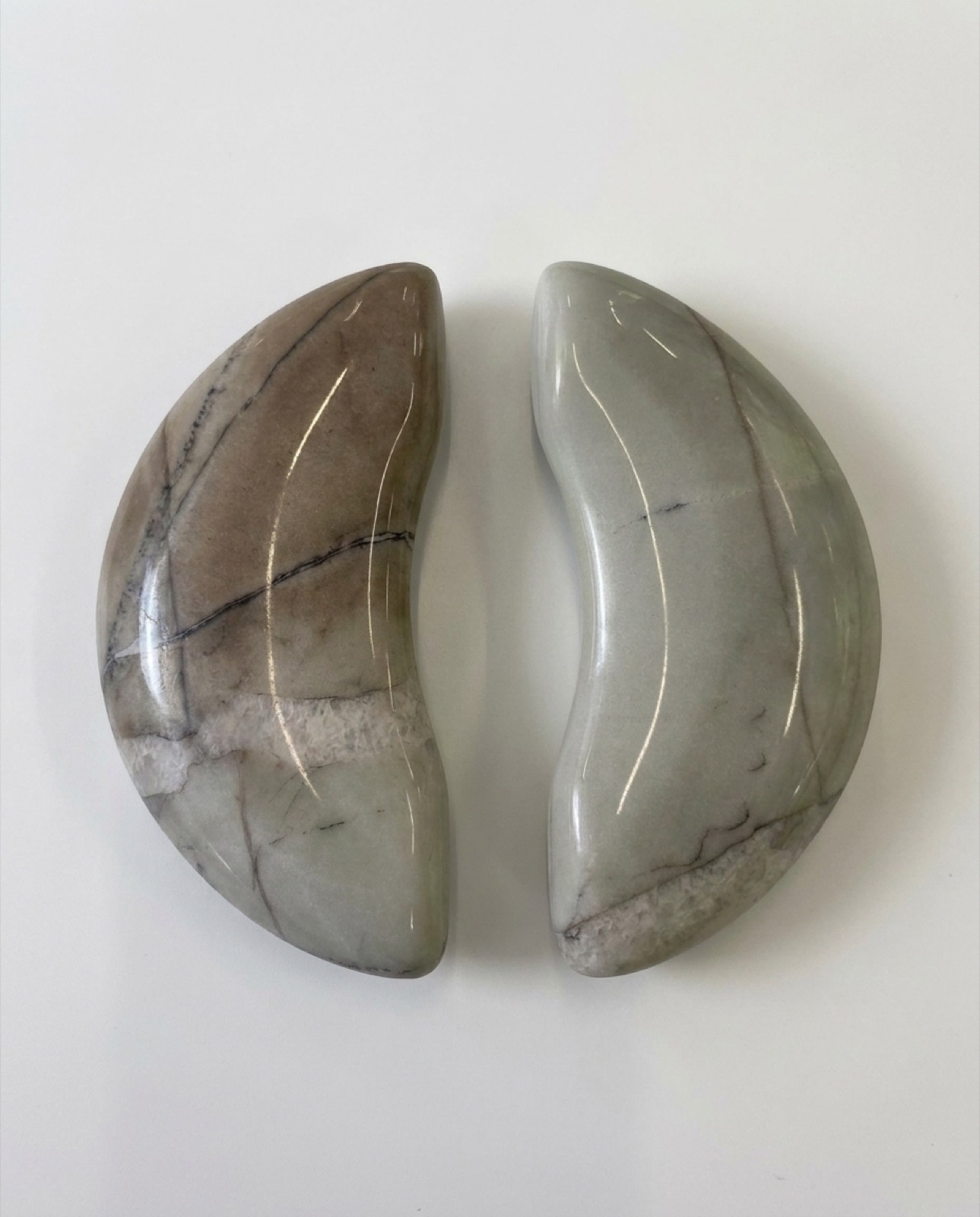 Peacock — door handles cut from polished stone