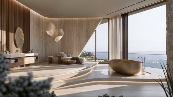 Amara: a sculpted living room opening to the sea