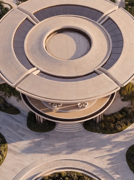 The pavilion roof seen from above