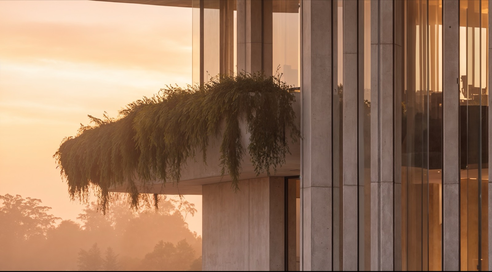 Still Water — the terrace under the ribbed roof