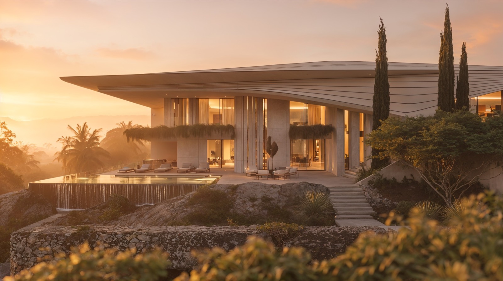 Still Water — ribbed roof lifting above fluted stone columns